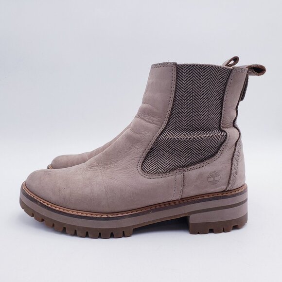 Timberland Women's Courmayeur Valley Chelsea Boots Nubuck Leather Taupe Size 9 - Picture 5 of 9